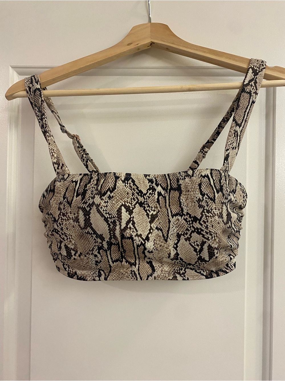 all in motion Snake-Print Bikini Top - Beige & Black